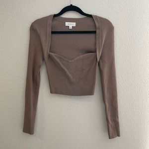 MABLE Brown Ribbed Cropped Sweater NWOT 🤎